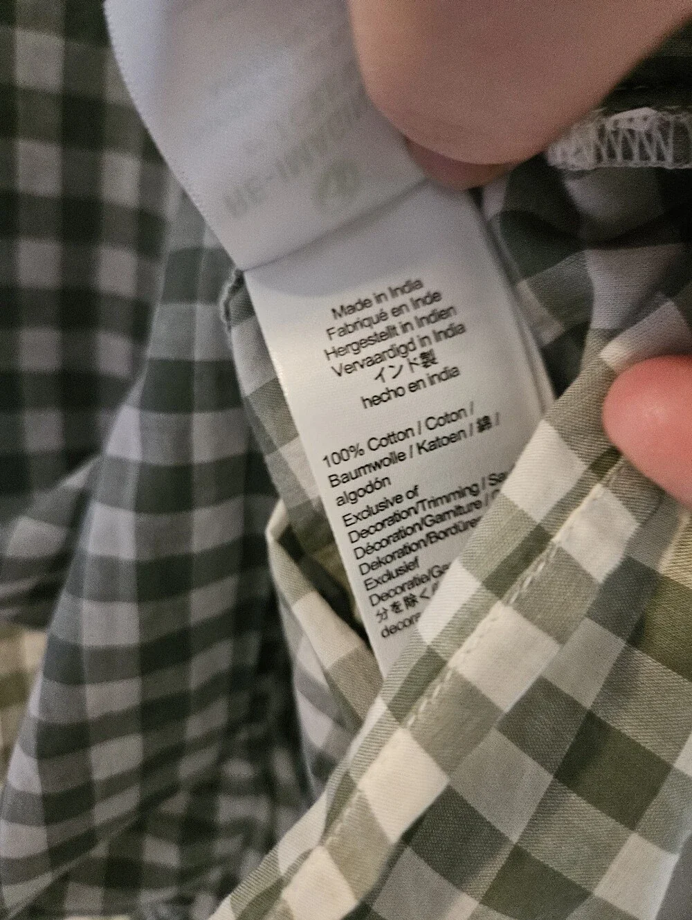 J. Crew Checked Puff-Sleeve Blouse in Sage Green